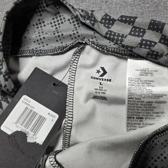 Converse Girl's Checkered Gray Leggings - Picture 3 of 5